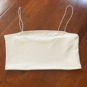 SHEIN White Ribbed Spaghetti Strap Crop Top – Size 0XL